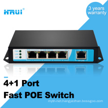 HRUI fiber optical equipment ip camera 10/100M 48v 4 port poe switch